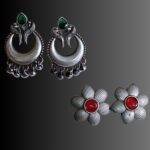 Oxidized Nature Inspired Earrings Set of 2 - Image 2