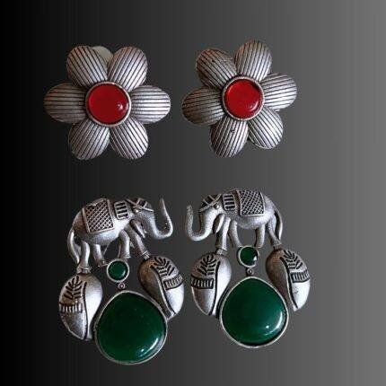 Oxidized Earrings Set of 2