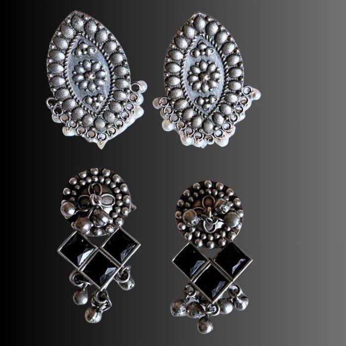 Oxidized Antique Earrings Set of 2 - Image 2