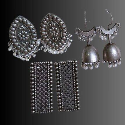 Oxidized Earrings Set of 3