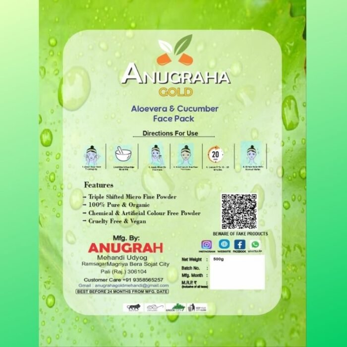 Aloevera and Cucumber Face Pack Powder - Image 3