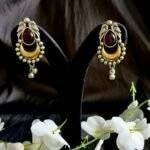 Brass Traditional Earrings Maroon