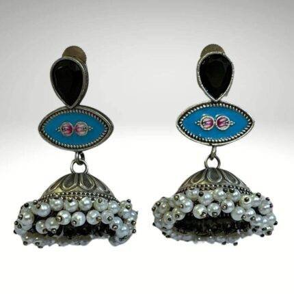 Contemporary Blue Jhumka Earrings
