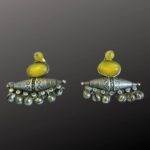 Majestic Yellow Stone Brass Earrings - Image 2