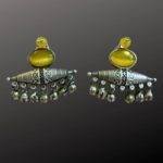 Majestic Yellow Stone Brass Earrings