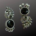 Black Stone Peacock Earrings - Image 2