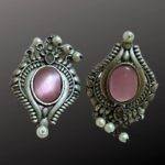 Pink Stone Contemporary Earrings - Image 3