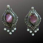 Pink Stone Contemporary Earrings