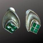 Four Square Green Stone Earrings