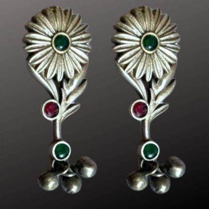 Multi Stone Sunflower Shaped Earrings