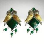 Two Birds Green Stone Earrings