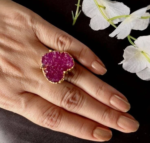 Pink Heart Druzy Ring