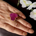 Pink Heart Druzy Ring