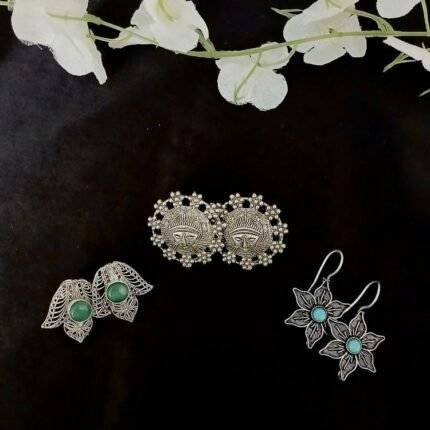 Silver Replica Earrings Pack of 3