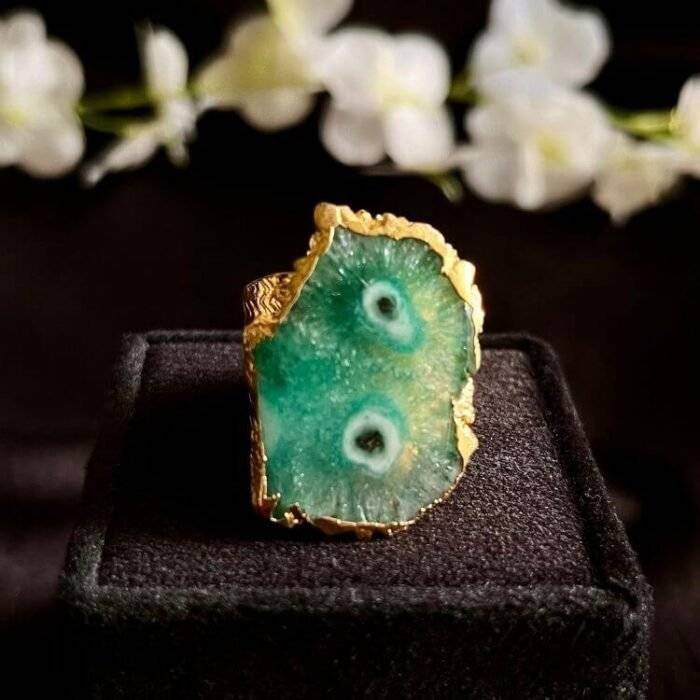 Green Agate Solar Ring - Image 4