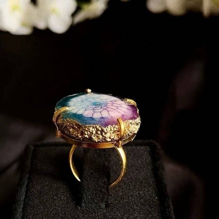 Multi Color Agate Solar Ring - Image 5