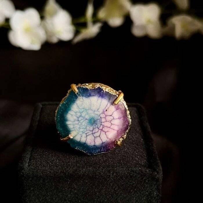 Multi Color Agate Solar Ring - Image 4