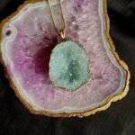 Aqua Druzy Agate Slice Necklace - Image 2