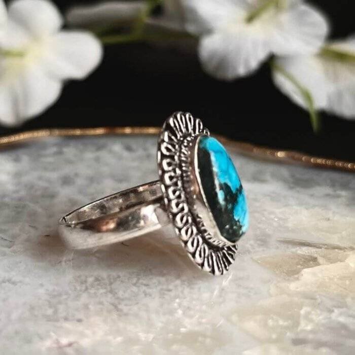 Faux Turquoise Oval Ring - Image 3