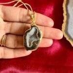 Black Druzy Agate Slice Necklace - Image 6
