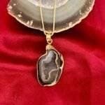 Black Druzy Agate Slice Necklace - Image 5
