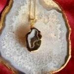 Black Druzy Agate Slice Necklace - Image 3