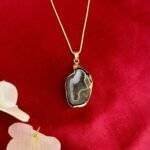 Black Druzy Agate Slice Necklace - Image 2