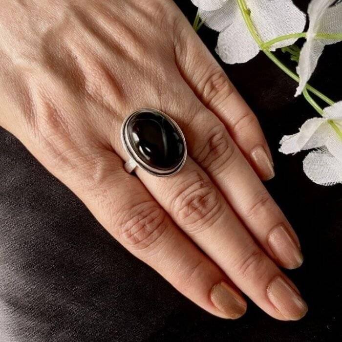 Black Onyx Oval Ring - Image 3