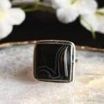 Black Onyx Square Ring