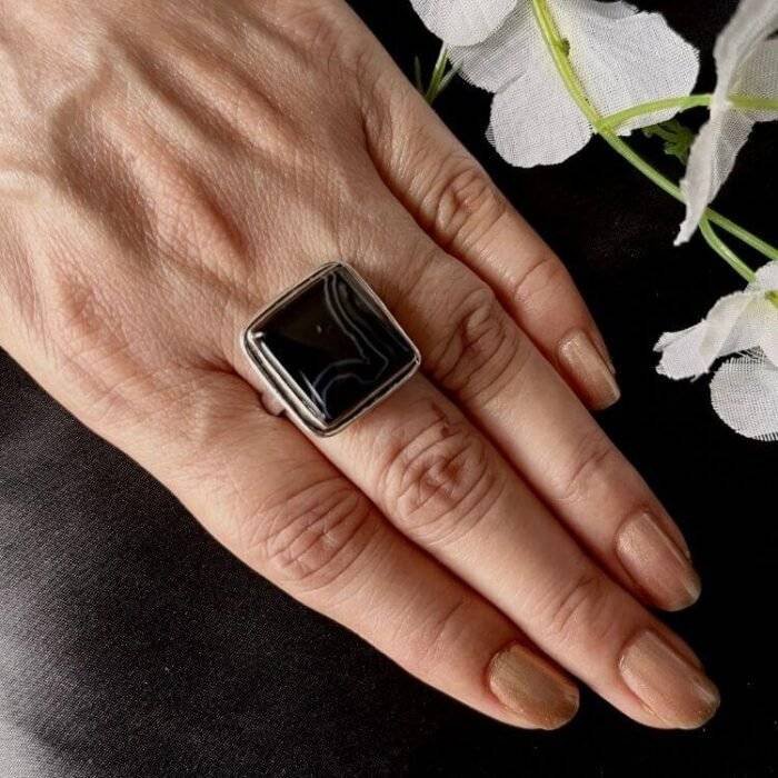 Black Onyx Square Ring - Image 2