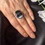 Black Onyx White Horizontal Ring - Image 3