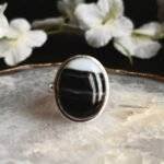 Black Onyx White Horizontal Ring