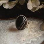 Black Onyx White Streak Ring