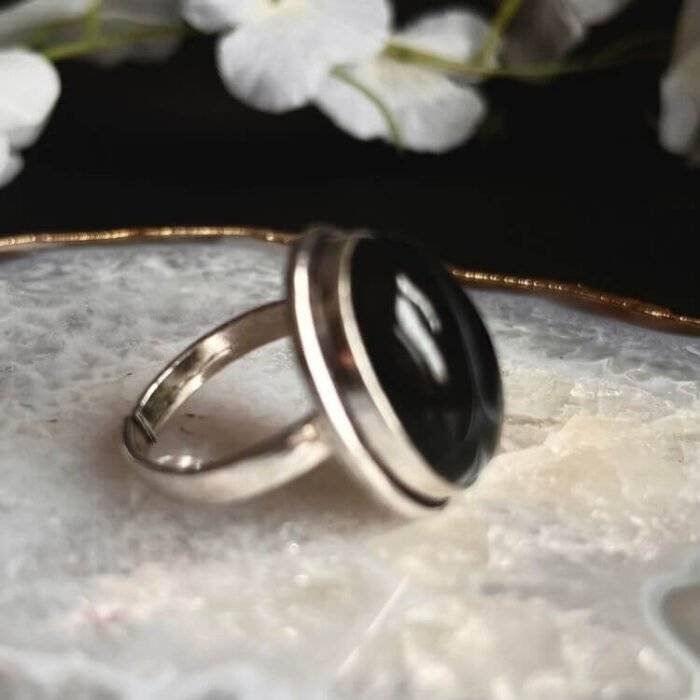 Black Onyx White Streak Ring - Image 3