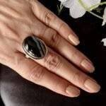 Black Onyx White Streak Ring - Image 2