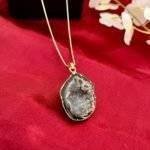 Black Oval Druzy Agate Slice Necklace - Image 6