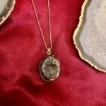 Black Oval Druzy Agate Slice Necklace - Image 3