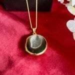 Black Round Druzy Agate Slice Necklace - Image 5