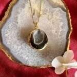Black Round Druzy Agate Slice Necklace - Image 4