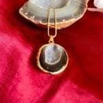 Black Round Druzy Agate Slice Necklace - Image 3