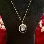 Black Round Druzy Agate Slice Necklace