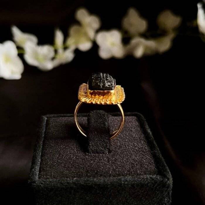 Black Tourmaline Raw Stone Ring - Image 3