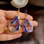 Blue Druzy Agate Slice Earring Set - Image 4