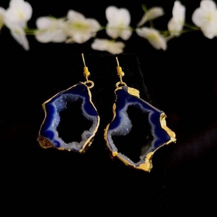 Blue Druzy Agate Slice Earring Set - Image 3