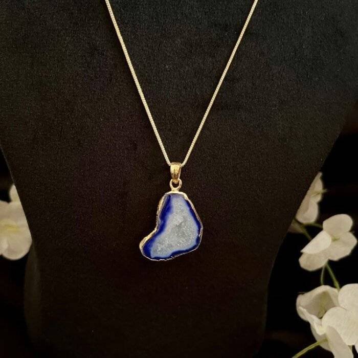 Blue Druzy Agate Slice Necklace - Image 6