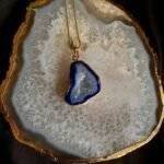 Blue Druzy Agate Slice Necklace - Image 2