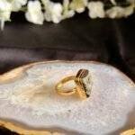 Crystal Pyrite Stone Square Ring