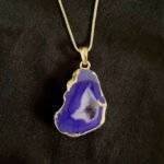 Dark Blue Druzy Agate Slice Necklace - Image 5