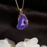 Dark Blue Druzy Agate Slice Necklace - Image 4