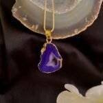 Dark Blue Druzy Agate Slice Necklace - Image 3